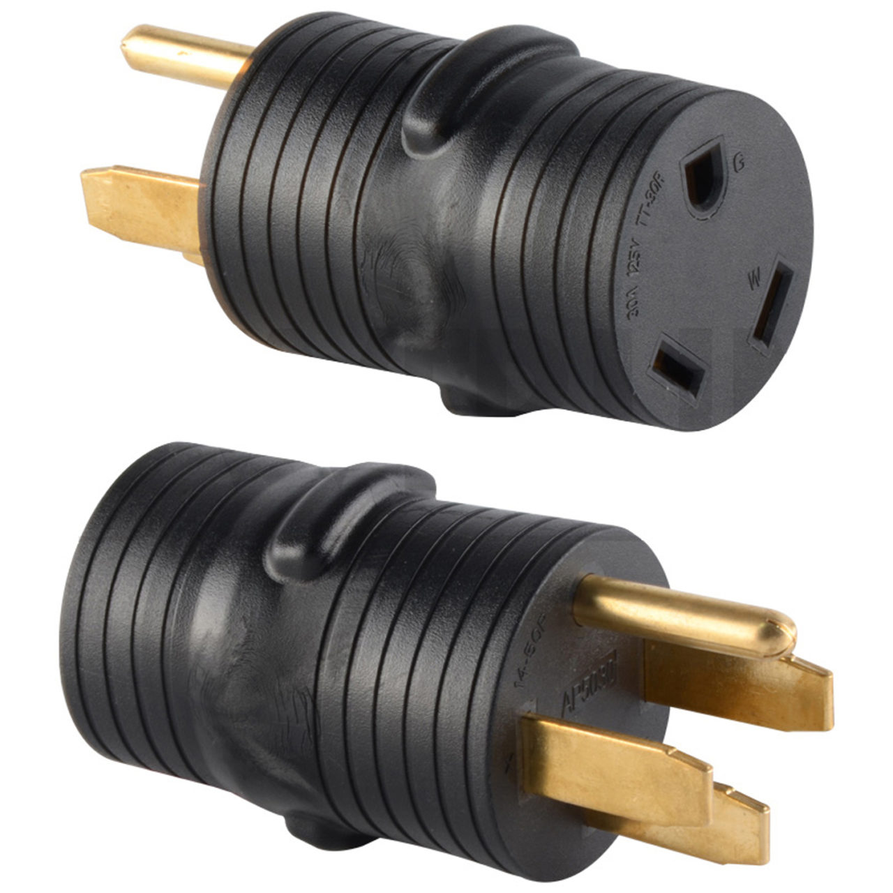 30A Male To 50A Female Electrical Adapter Plug – Heavy-Duty Black, Limited Lifetime Warranty