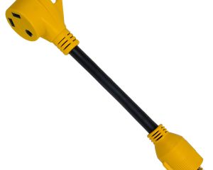 Generator Adaptor 30A 4-Prong Locking Male to 30A Female (12&Prime;) Yellow