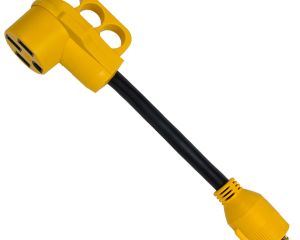 Generator Adaptor 30A 4-Prong Locking Male to 50A Female (12&Prime;) Yellow