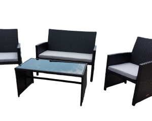 Ensemble de 1 table, 1 causeuse, 2 chaises Noir/Gris – Collection Lynn