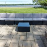 Ensemble de patio extérieur en osier – 1 table et 6 sofas – Collection Lynn (Disponible en 4 couleurs)