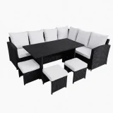 Ensemble de patio extérieur de luxe – Causeuses avec Table et Poufs – Collection Lynn