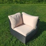 Ensemble de patio extérieur en osier – 1 table et 6 sofas – Collection Lynn (Disponible en 4 couleurs)