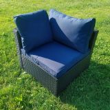 Ensemble de patio extérieur en osier – 1 table et 6 sofas – Collection Lynn (Disponible en 4 couleurs)