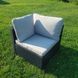 Ensemble de patio extérieur en osier – 1 table et 6 sofas – Collection Lynn (Disponible en 4 couleurs)