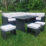 Ensemble de patio extérieur de luxe – 1 table (dessus en composite), 3 causeuses et 3 poufs – Collection Lynn (Disponible en 4 couleurs) en prévente disponible début mai 2026 en cadeau une chaise longue sur ramassage a notre entrepôt